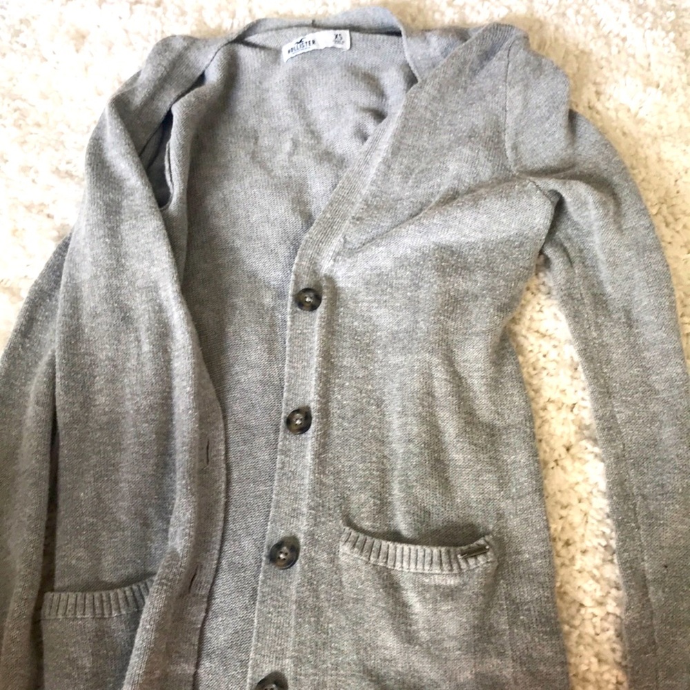 Hollister long gray cardigan extra small size